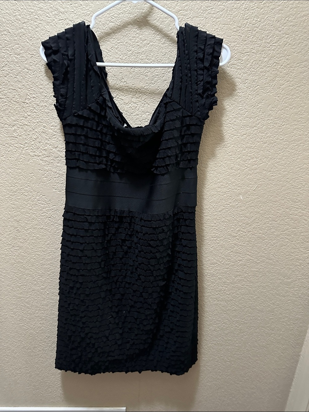 Max Studio Black Ruffle Detail Mini Dress